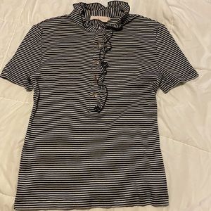 Tory Burch ruffled polo striped top